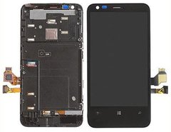 Дисплей (экран) Nokia 620 Lumia с тачскрином и рамкой в сборе ORIG, черный
