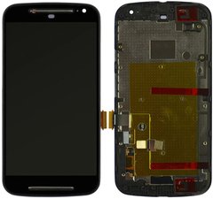 Дисплей (екран) Motorola XT1063 Moto G (2nd Gen), XT1064, XT1068, XT1069 з тачскріном і рамкою в зборі, чорний
