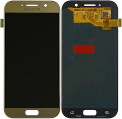 Дисплей (екран) Samsung A520F, A520K, A520S, Galaxy A5 (2017) AMOLED з тачскріном в зборі ORIG, золотистий