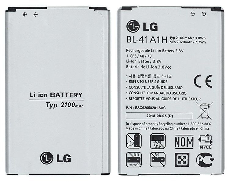 Аккумуляторная батарея (АКБ) LG BL-41A1H для D390, F60, F60, LS660 Tribute, 2100 mAh