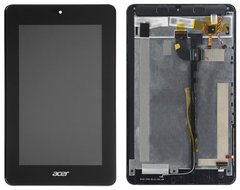Дисплей (экран) 7” Acer Iconia B1-730 с тачскрином и рамкой в сборе, черный