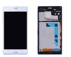 Дисплей (экран) Sony D6633 Xperia Z3 Dual Sim с тачскрином и рамкой в сборе ORIG, белый