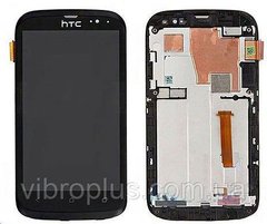 Дисплей (екран) HTC T328w Desire V з тачскріном і рамкою в зборі, чорний