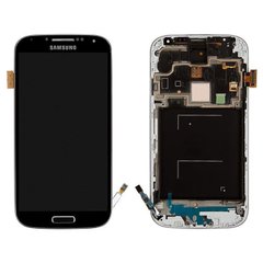 Дисплей (экран) Samsung i9500, i9505 Galaxy S4 с тачскрином и рамкой в сборе, черный