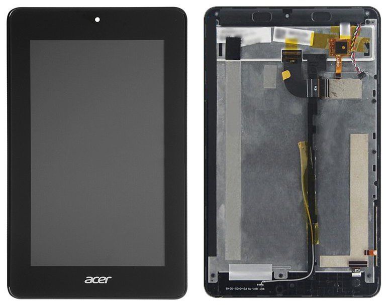 Дисплей (экран) 7” Acer Iconia B1-730 с тачскрином и рамкой в сборе, черный