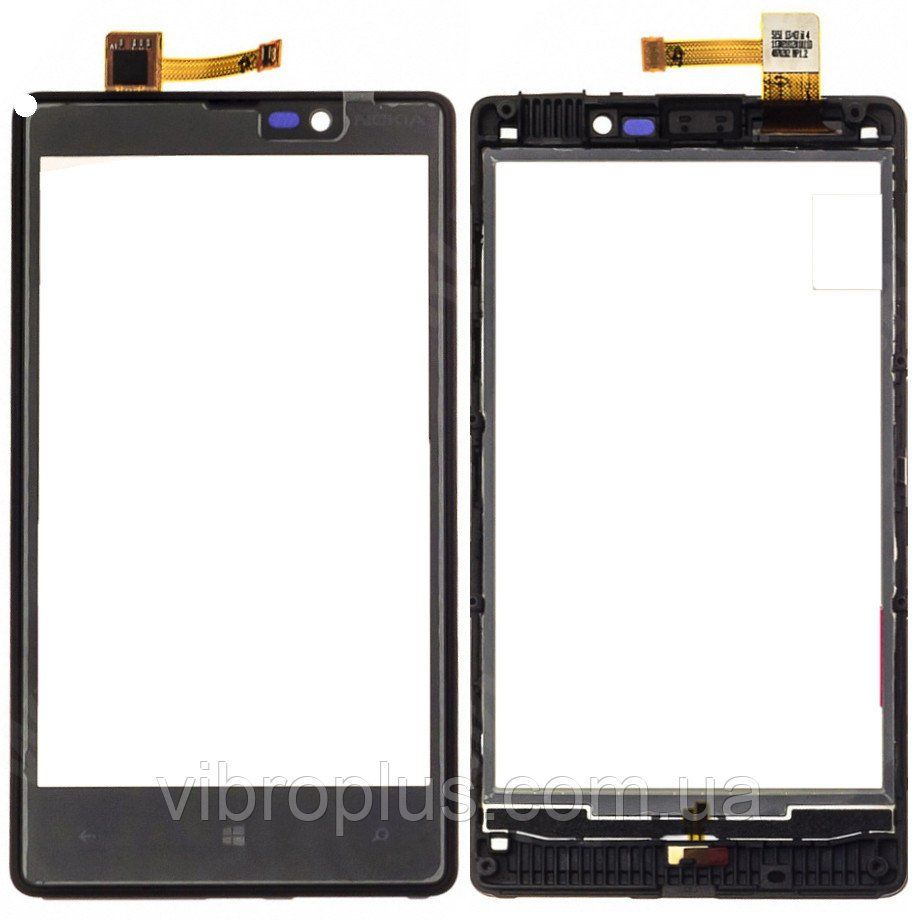 Тачскрин (сенсор) Nokia Lumia 820 with frame (с рамкой), черный