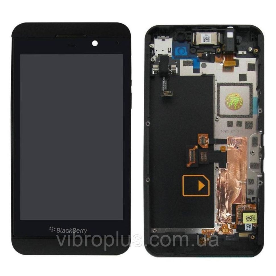 Дисплей (екран) BlackBerry Z10 4G з тачскріном і рамкою в зборі ORIG, чорний