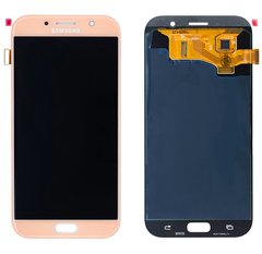 Дисплей (экран) Samsung A720F, A720DS Galaxy A7 (2017) OLED с тачскрином в сборе, розовый