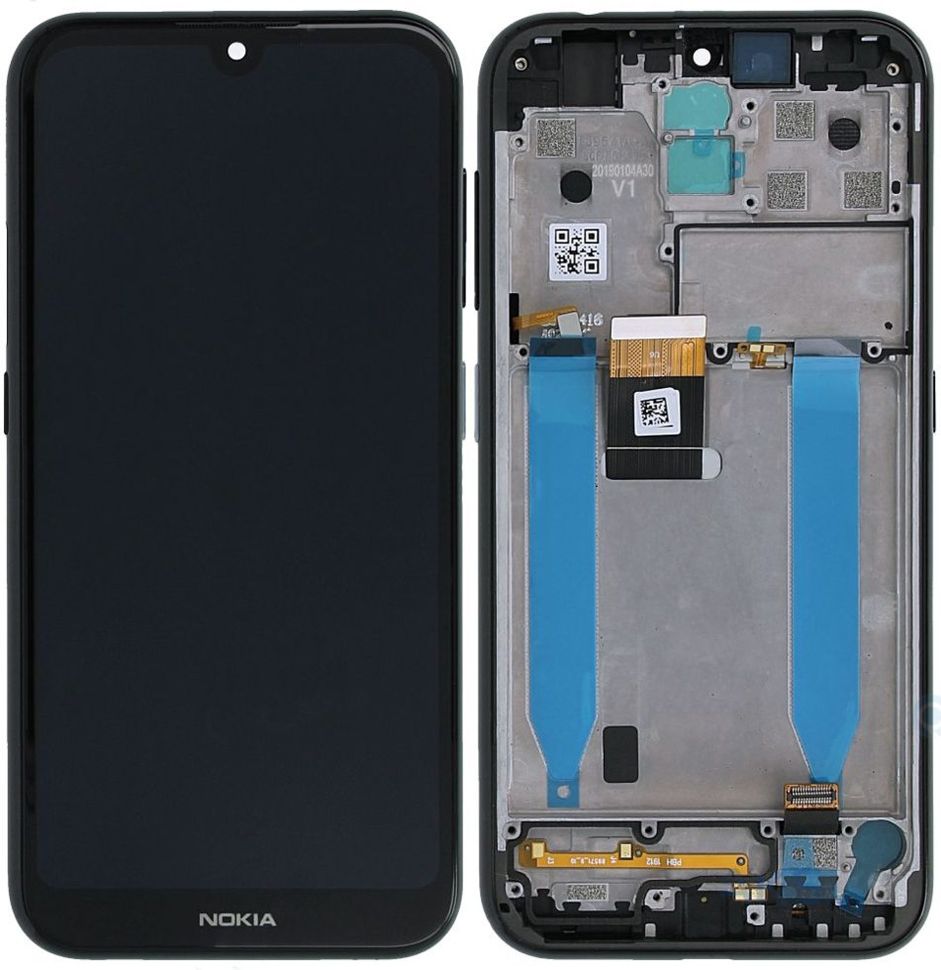 Дисплей (екран) Nokia 4.2 (TA-1184, TA-1133, TA-1150, TA-1157, TA-1152) з тачскріном і рамкою в зборі, чорний