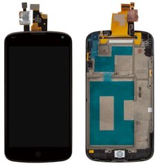 Дисплей (экран) LG E960 Nexus 4 с тачскрином и рамкой в сборе, черный