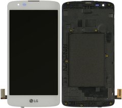 Дисплей (екран) LG K350e K8 (2016), K350n K8, Phoenix 2 з тачскріном і рамкою в зборі, білий