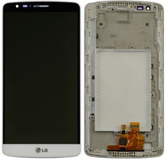 Дисплей (екран) LG D690 G3 Stylus, D693 з тачскріном і рамкою в зборі, білий