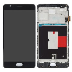 Дисплей (экран) OnePlus 3 (A3003), 3T (A3010) с тачскрином и рамкой в сборе OLED, черный