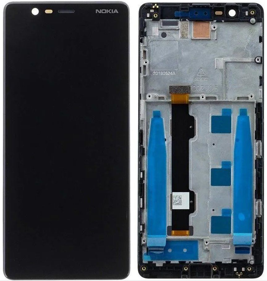 Дисплей (экран) Nokia 5.1 Dual Sim (TA-1075, TA-1088, TA-1061, TA-1081) с тачскрином и рамкой в сборе, черный