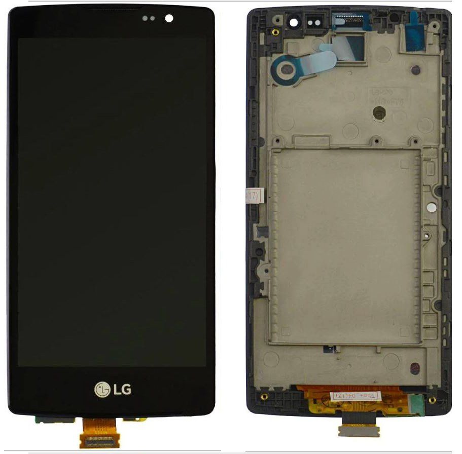 Дисплей (экран) LG H422 Spirit Y70, H440, H442, H420 с тачскрином и рамкой в сборе, черный