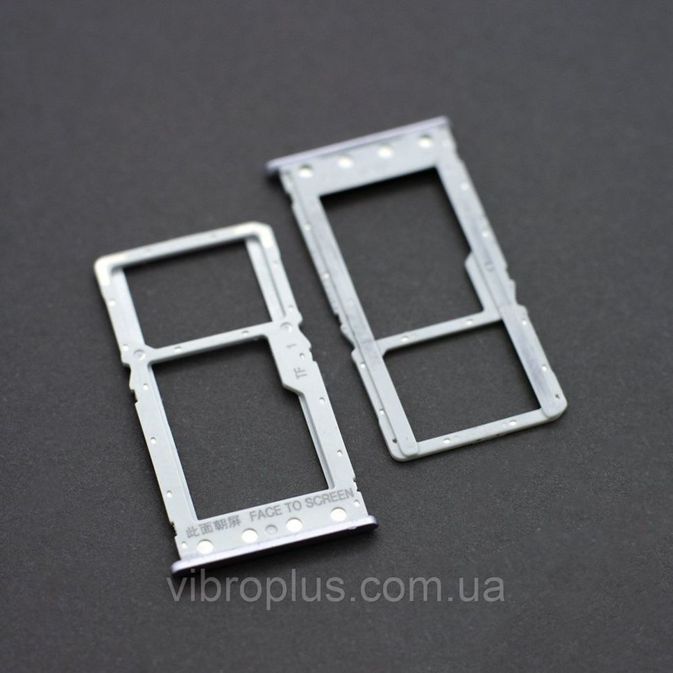 Лоток для Xiaomi Redmi 6, тримач для SIM-карт і карти пам'яті, комбінований слот, сріблястий