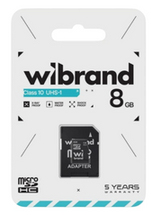 Карта памяти microSD Wibrand 8Gb class 10 UHS-I + SD-адаптер