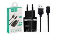 Мережевий зарядний пристрій Hoco C12 Smart, кабель Micro USB, чорний