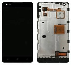 Дисплей (экран) Nokia 900 Lumia с тачскрином и рамкой в сборе, черный