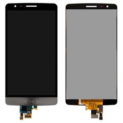 Дисплей (экран) LG D724 G3s Dual, D722 G3s LTE, D725 G3, D728 G3 mini с тачскрином в сборе, серый (черный)