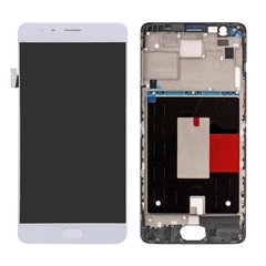 Дисплей (экран) OnePlus 3 (A3003), 3T A3010 с тачскрином и рамкой в сборе TFT, белый