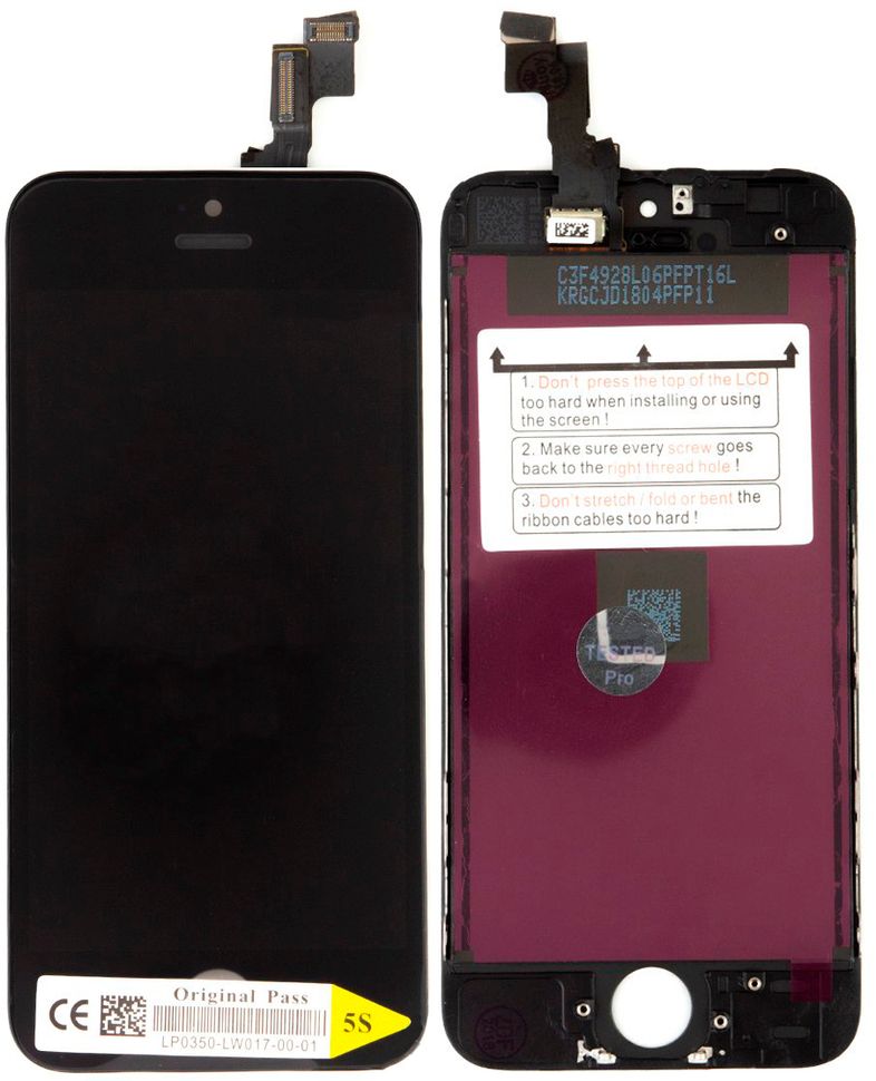 Дисплей (екран) Apple iPhone 5S, SE з тачскріном і рамкою в зборі (Original China Refurbished), чорний