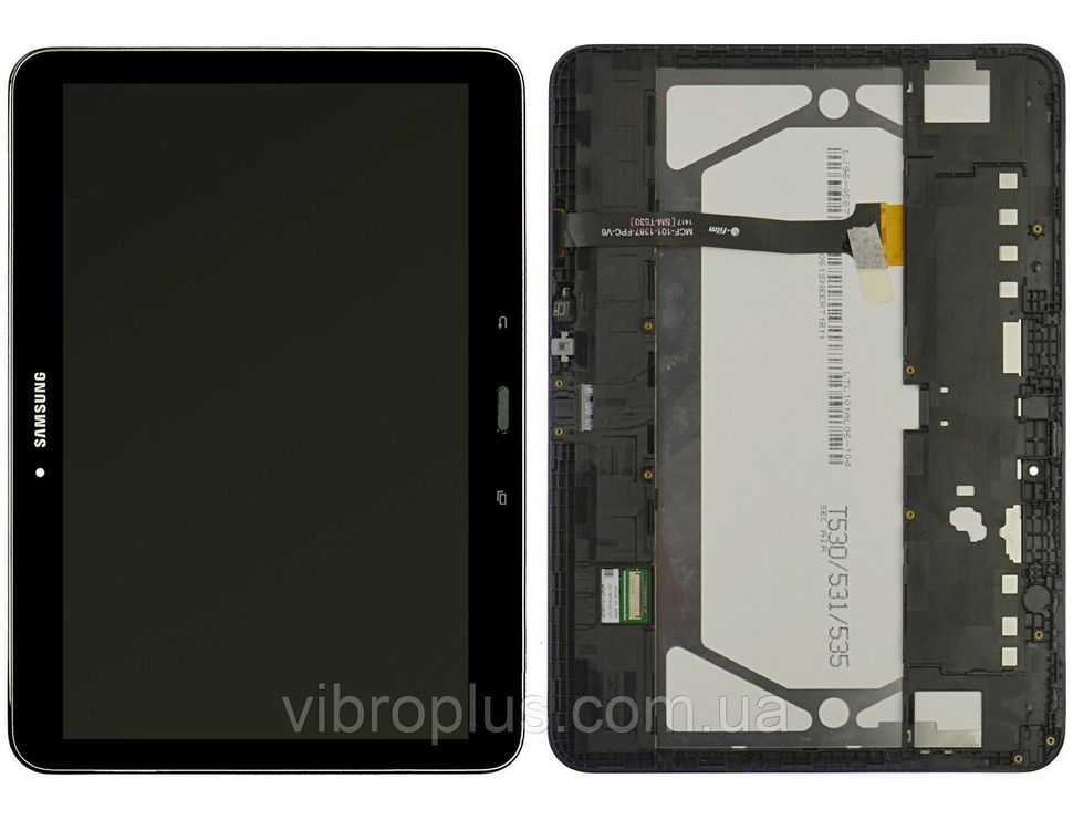 Дисплей (экран) 10.1” Samsung T530 Galaxy Tab 4, T531, T535 с тачскрином и рамкой в сборе, черный