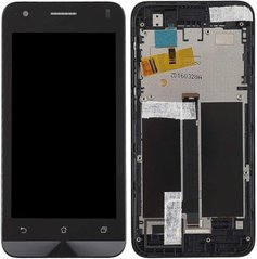 Дисплей (экран) Asus ZenFone C (ZC451CG) с тачскрином и рамкой в сборе, черный