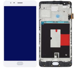 Дисплей (экран) OnePlus 3 (A3003), 3T A3010 Amoled с тачскрином и рамкой в сборе, ORIG, белый
