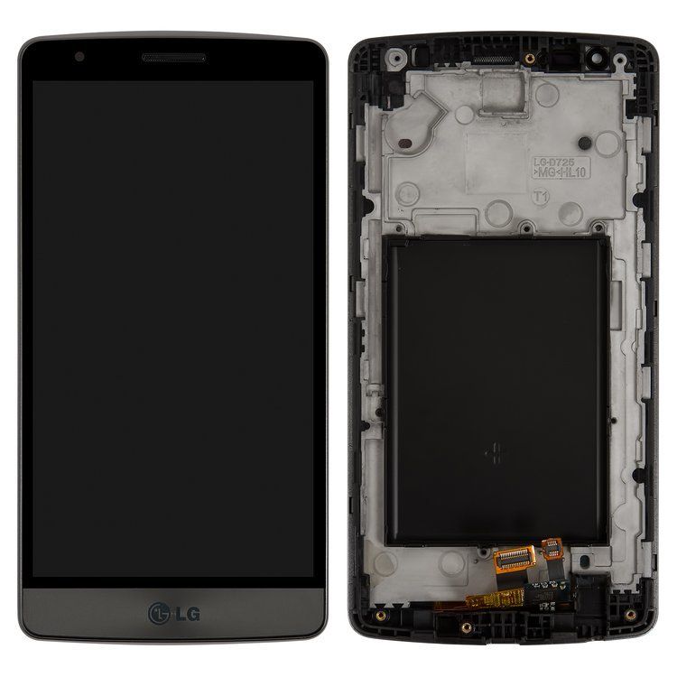 Дисплей (экран) LG D724 G3s Dual, D722 G3s LTE, D725 G3, D728 G3 mini с тачскрином и рамкой в сборе, серый (черный)