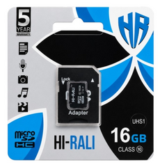 Карта памяти microSD Hi-Rali 16Gb class 10 UHS-I + SD-адаптер