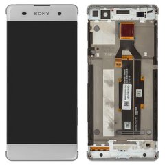 Дисплей (экран) Sony F3111 Xperia XA, F3112, F3113, F3115, F3116 с тачскрином и рамкой в сборе, белый
