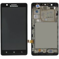 Дисплей (екран) Lenovo A536 з тачскріном і рамкою в зборі, чорний