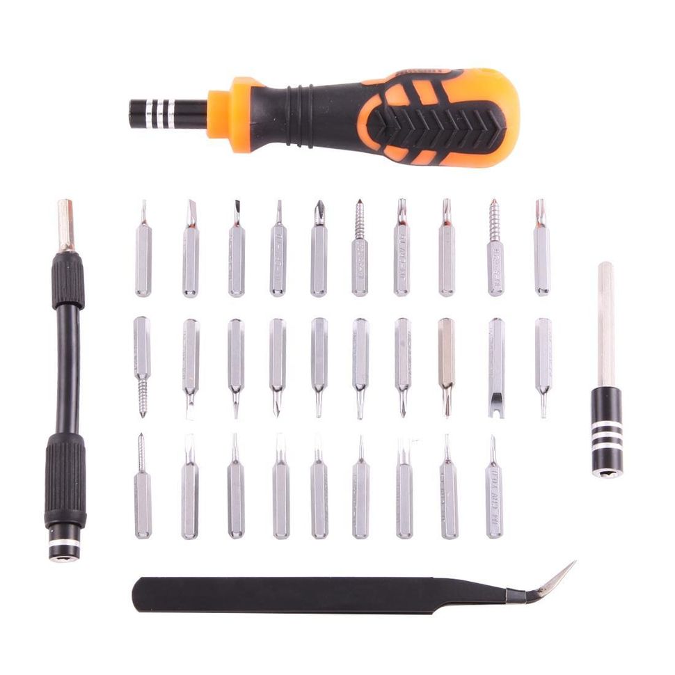 Набір інструментів Jakemy JM-8159 для телефонів і електроніки (ручка, два подовжувача, 30 біт, пінцет вигнутий ESD)