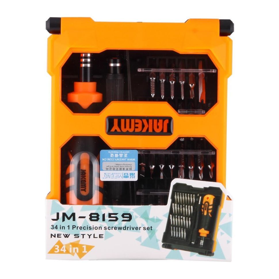 Набір інструментів Jakemy JM-8159 для телефонів і електроніки (ручка, два подовжувача, 30 біт, пінцет вигнутий ESD)