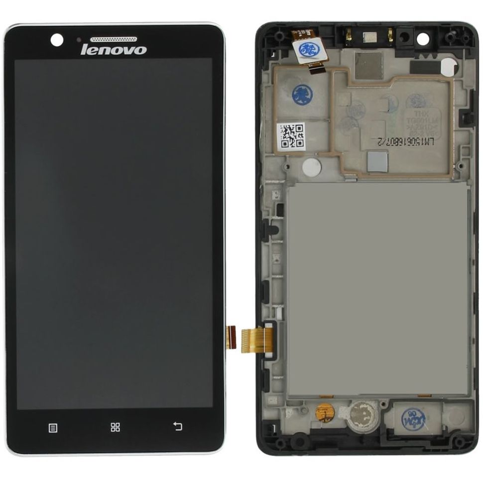 Дисплей (экран) Lenovo A536 с тачскрином и рамкой в сборе, черный