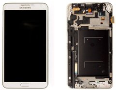 Дисплей (экран) Samsung N900, N9006, N9000, N9005 Galaxy Note 3 с тачскрином и рамкой в сборе ORIG, белый
