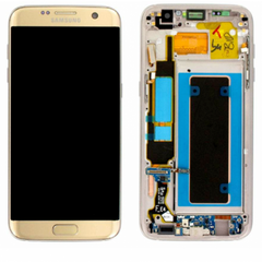 Дисплей (экран) Samsung G935F, G935FD, G9350, G935W8 Galaxy S7 Edge AMOLED с тачскрином и рамкой в сборе ORIG, золотистый