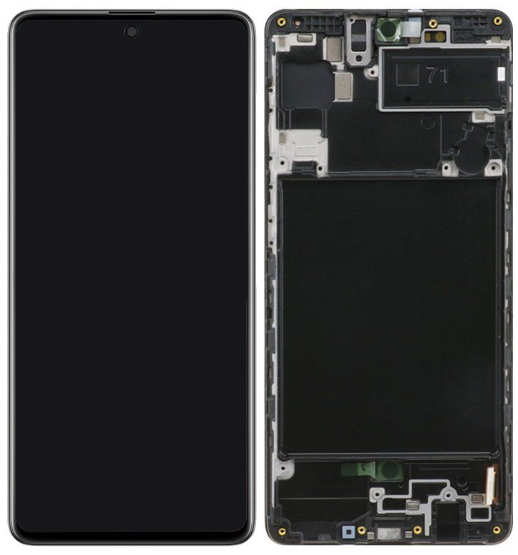 Дисплей (экран) Samsung A715, A715F, A715FN, A715W Galaxy A71 (2020) AMOLED с тачскрином и рамкой в сборе ORIG, черный