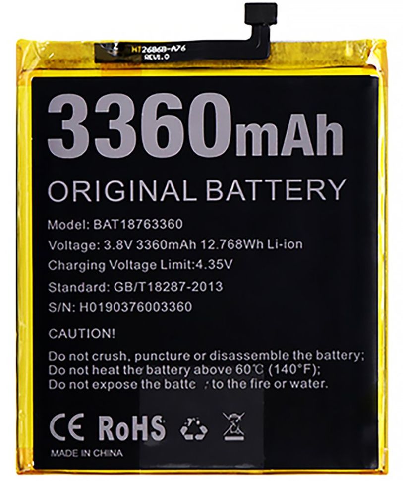 Акумуляторна батарея (АКБ) Doogee BAT18763360 для Doogee Y7, 3360 mAh