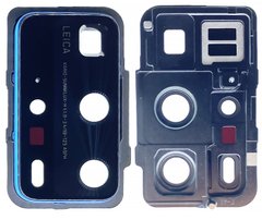 Скло камери Huawei P40 Pro (ELS-NX9, ELS-N04, ELS-AN00, ELS-TN00) з синьою рамкою, чорне
