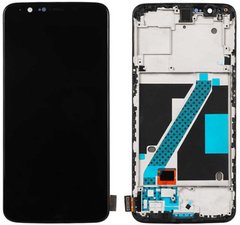 Дисплей (экран) OnePlus 5T (A5010) TFT с тачскрином и рамкой в сборе, черный