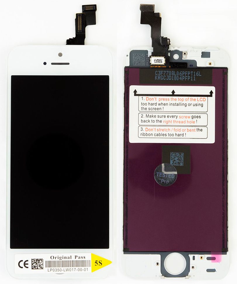 Дисплей (екран) Apple iPhone 5S, SE з тачскріном і рамкою в комплекті (Original China Refurbished), білий