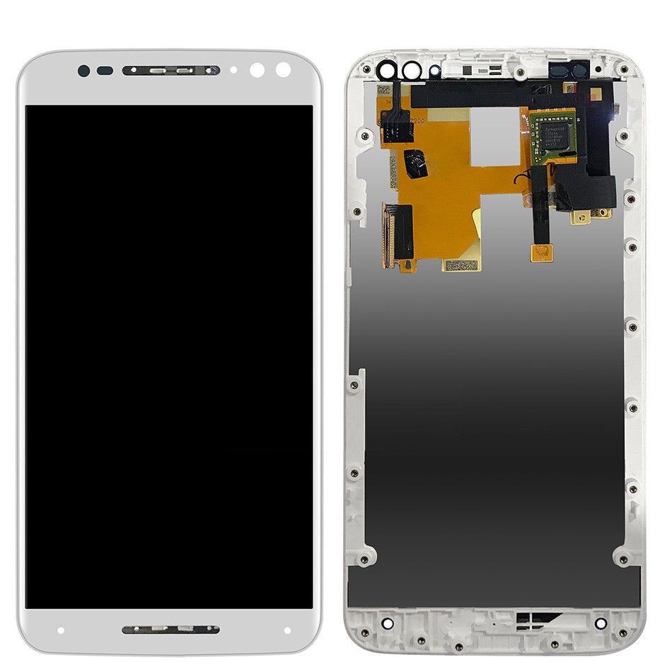 Дисплей (екран) Motorola XT1572 Moto X Style, XT1575 Moto X Pure, XT1570 з тачскріном і рамкою в зборі білий
