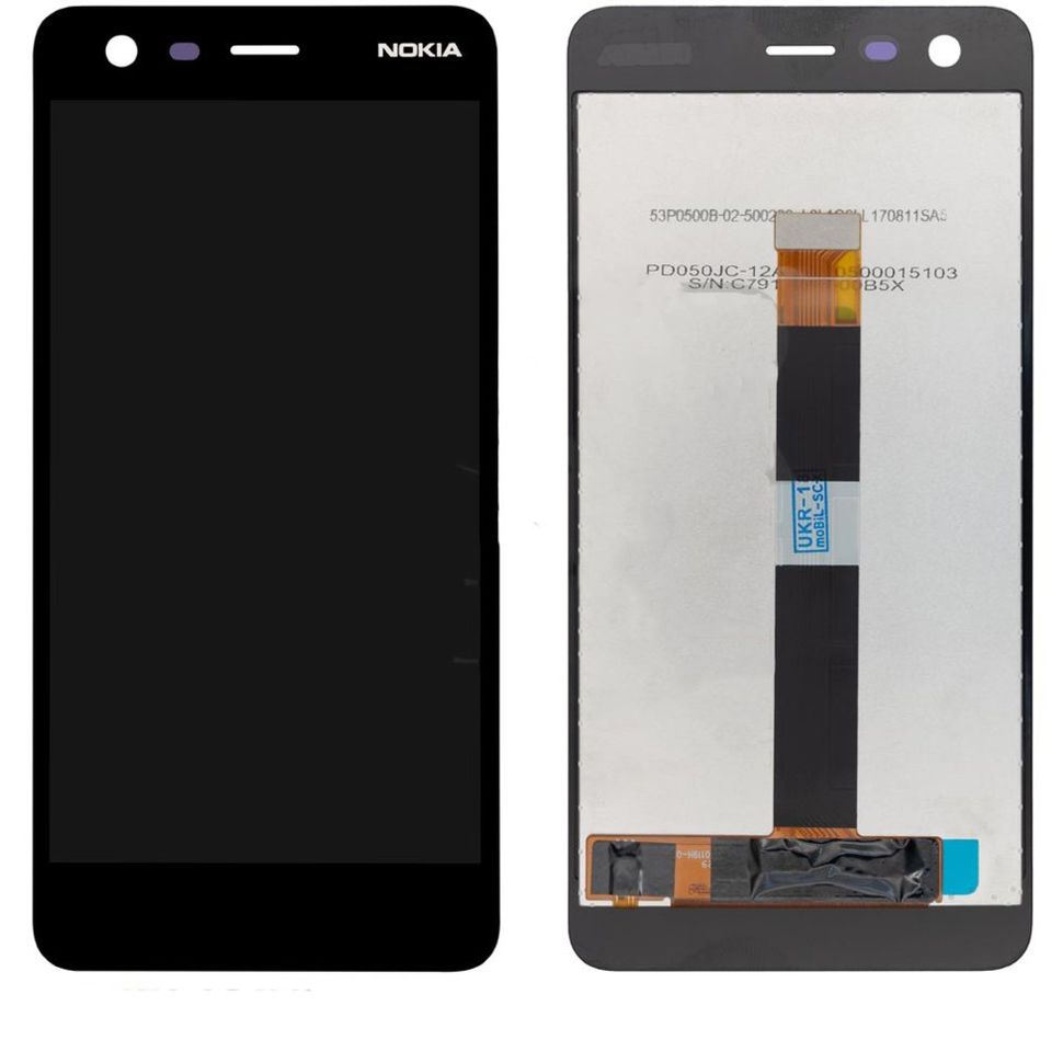 Дисплей (экран) Nokia 2 Dual Sim TA-1011, TA-1029, TA-1035, 2 Single Sim (TA-1007, TA-1023) с тачскрином в сборе, черный