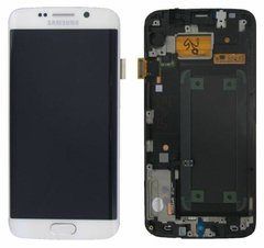 Дисплей (экран) Samsung G925F Galaxy S6 Edge AMOLED с тачскрином и рамкой в сборе ORIG, белый