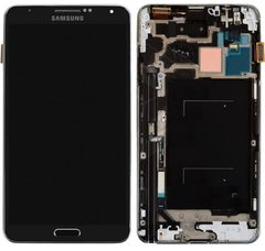 Дисплей (экран) Samsung N900 Galaxy Note 3, N9000, N9005, N9006 с тачскрином и рамкой в сборе, черный