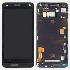 Дисплей (экран) HTC One 802w с тачскрином и рамкой в сборе, черный