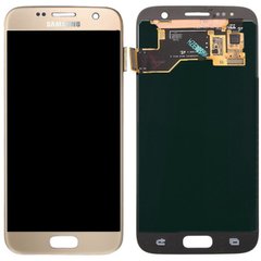 Дисплей (экран) Samsung G930F, G930FD, G930W8 Galaxy S7 AMOLED с тачскрином в сборе ORIG, золотистый