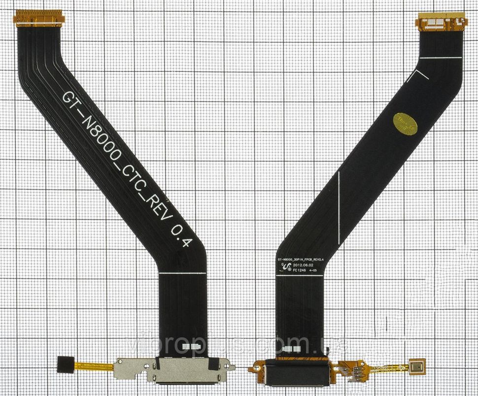 Шлейф Samsung N8000 Galaxy Note (REV_0.4), с коннектором зарядки и микрофоном